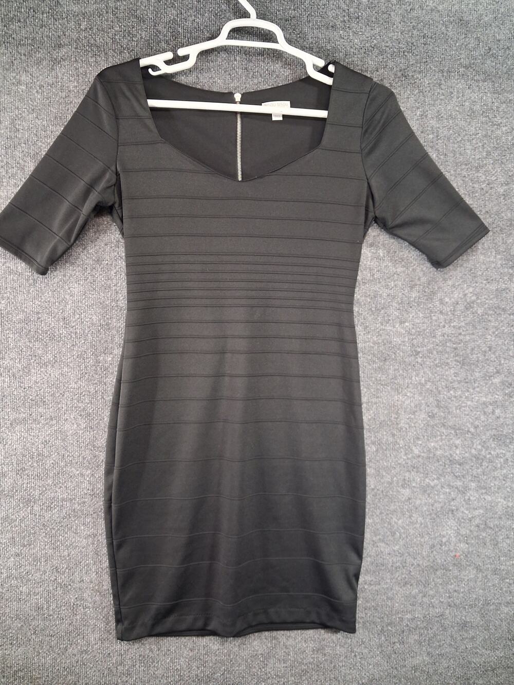 Bisou Bisou Michele Bohbot Dress 12 Black Bandage Bodycon Knee Length Midi